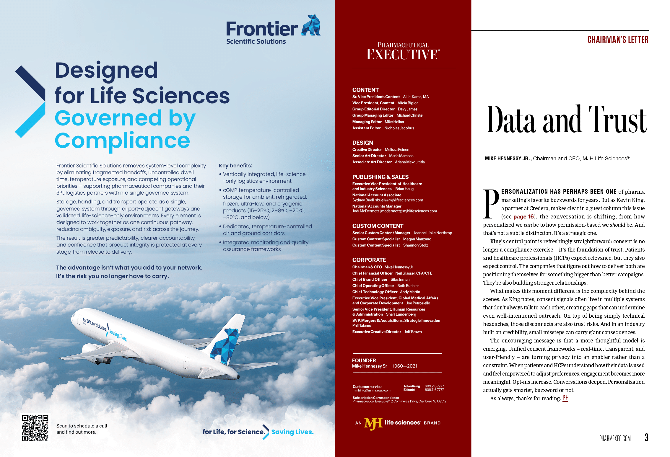 A magazine cover featuring a plane in the sky with the words “Designed for Life Sciences Governed by Compliance" written on it. AI generated content