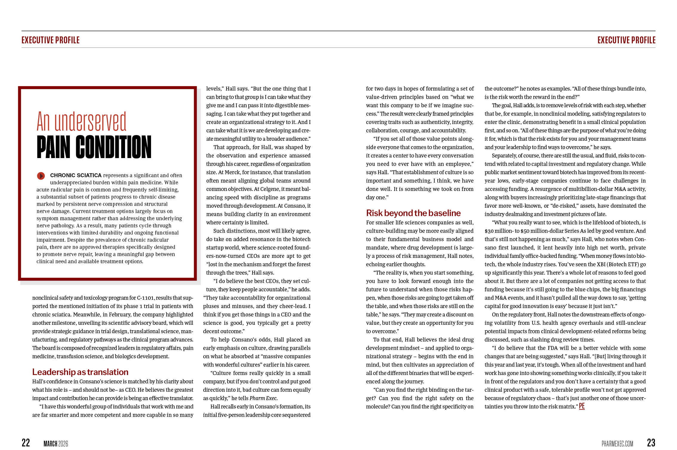 A page from a magazine with a section titled “Abused Pain Condition." AI generated content