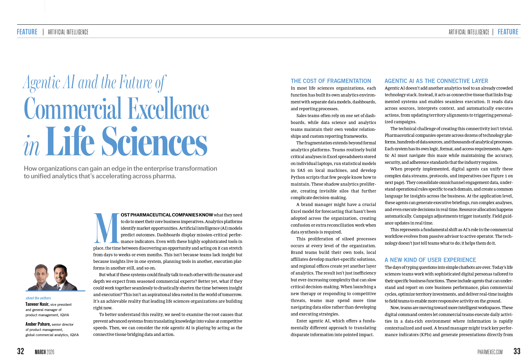 A magazine article discusses the future of commercial excellence in life sciences. AI generated content