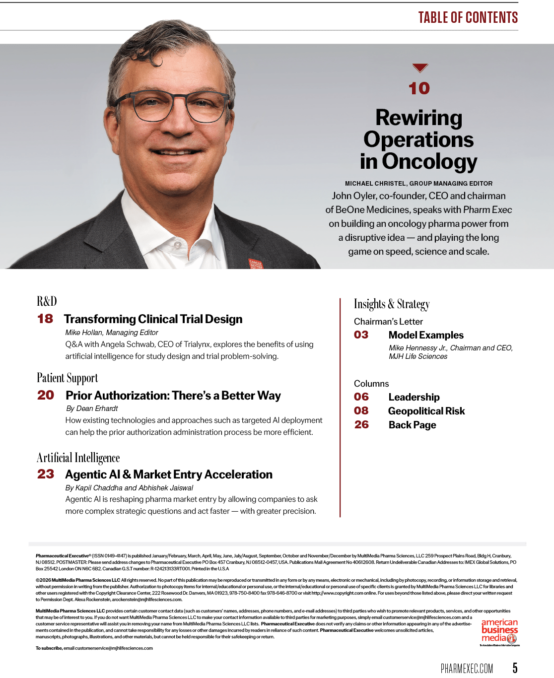 A man is smiling in a magazine ad. Description generated by AI