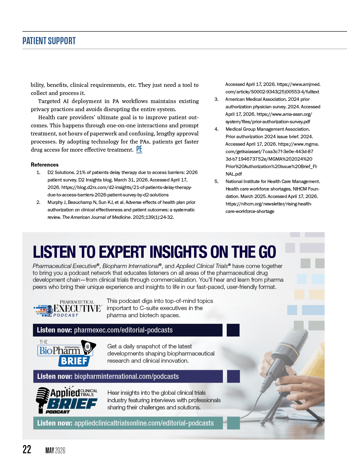 A podcast advertisement for a pharmaceutical company. Description generated by AI